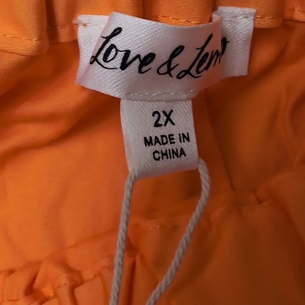 For Love & Lemons Vibrant Orange Women's 2x Midi Skirt Clementine Dazzle 2